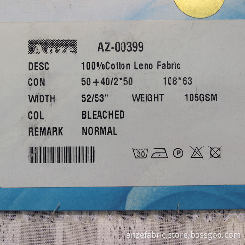 OEM quality 100 cotton leno fabric for shirt
